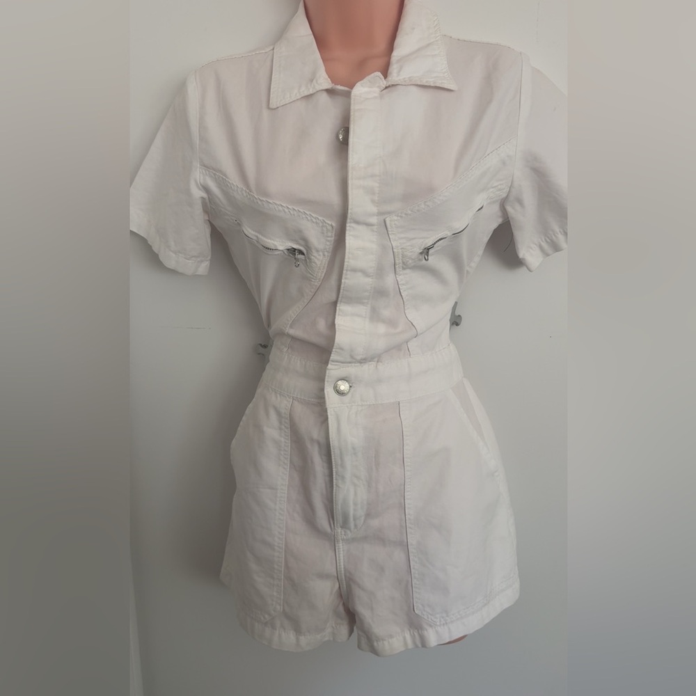 Zara White Cotton Short Romper